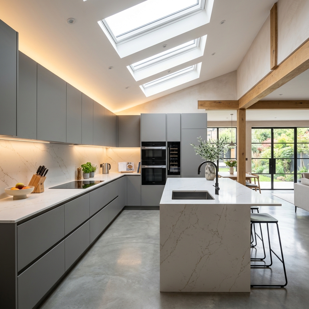 Modern Handleless Kitchen Renovation Leeds